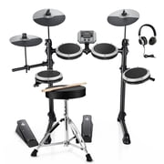 Donner Electric Drum Set with 180+ Sounds, Mesh Pad Drums Kit for Adults Beginners,DED-80, Gray