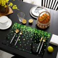 thumbnail image 3 of St. Patrick's Day Placemats Set of 4, Spring Lucky Shamrocks Leaves Black Placemats for Dining Table, Place Mats for Kitchen Tabletop, Waterproof Wipeable Dining Table Mats Set, 3 of 9
