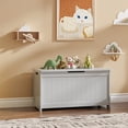 thumbnail image 2 of Kids Toy Box, Gray Wooden Toy Chest Organizer with Safety Hinged Lid, Entryway Storage Bench Supports 100 lbs, Toy Storage Chest for Bedroom, Toddler Room, L0293, 2 of 8
