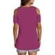 thumbnail image 5 of Ropa de mujer,Blusa de mujer con escote en V y hombros descubiertos, manga corta, imitación de tela, estilo casual para el hogar, sopatenor, 5 of 9