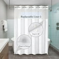 thumbnail image 3 of No Hook Eucalyptus Shower Curtain,Snap-in Fabric Liner Set,with See Through Top Window, 72x74 inch, 3 of 6