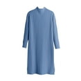 thumbnail image 2 of Antinious Women Solid Half High Neck Split Knit Dress Thickened and Loose Long Sleeve Midi Sweater Dress,Winter Dresses for Women,Long Sleeve Party Dress for Women,Sky Blue,Free Size, 2 of 3