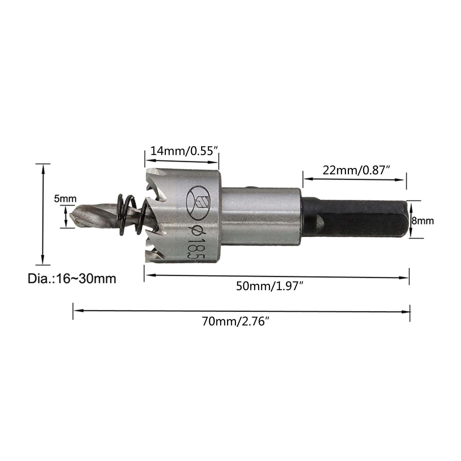 Hole Saw Set, 5Pcs Carbide Hole Saw Kit(16/18.5/20/25/30mm) HSS Drill Bit Hole Saw Set for Metal