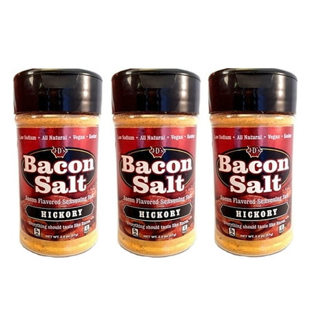 J&D's Hickory Bacon Salt - 3 PACK - Low Sodium All Natural Bacon Flavored Seasoning Salts
