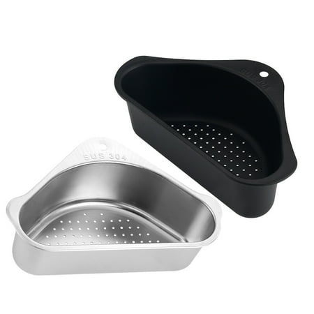 

NUOLUX 2pcs Kitchen Draining Basket Stainless Steel Storage Rack Triangular Basket