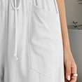 thumbnail image 5 of Pants for Women with Pockets 100% Cotton Decorative Button Drawstring Cropped Pants, 5 of 7
