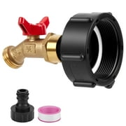 WADEO IBC Tank Fitting, 2.36'' Fine Thread Adapter for 275-330 Gallon IBC Tote Tank, IBC Tote Aadpter with Brass Hose Faucet Valve (3/4" Female NPT Inlet3/4" GHT Outlet), Garden Hose Quick Connector