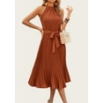 thumbnail image 3 of FreshPretty Women's Summer Sleeveless Halter Neck Pleated Midi Cocktail Dresses A Line Flowy Beach Sun Dress with Belt, 3 of 5