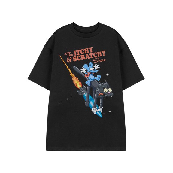 The Simpsons Itchy & Scratchy Mens Black Short Sleeved T-Shirt | XL | Made by Vanilla Underground