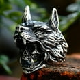 thumbnail image 5 of ZMY Home Stainless Steel Viking Warrior Skull Ring with Wolf Pelt Realistic and Unique Design for Men (13), 5 of 7