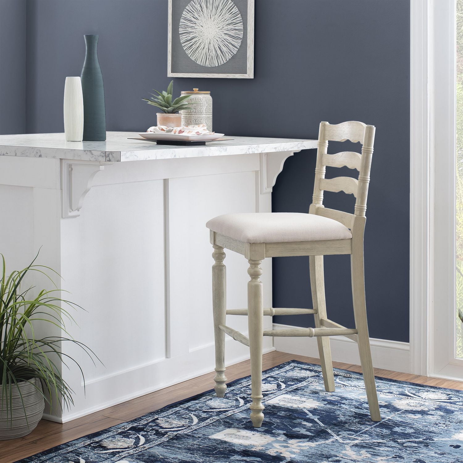 Tabouret de bar Hunter blanchi à la chaux