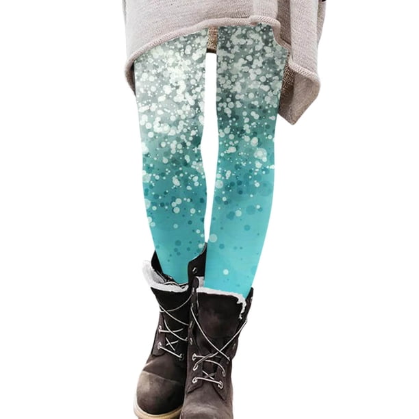 Gibobby Leggings cálidos para mujeres Leggings con estampado de moda para mujer Leggings elásticos pantalones casuales botas pantalones(Verde de menta,G)