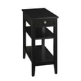 thumbnail image 1 of Pemberly Row Three-Tier End Table with Drawer in Black Wood Finish, 1 of 6