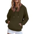 thumbnail image 6 of WTOBBY Women's Oversized Plush Hoodie, Drop Shoulder Long Sleeve, Fall Casual Sweatshirt with Cozy Fleece Interior and Relaxed Streetwear Style,Army Green L, 6 of 6