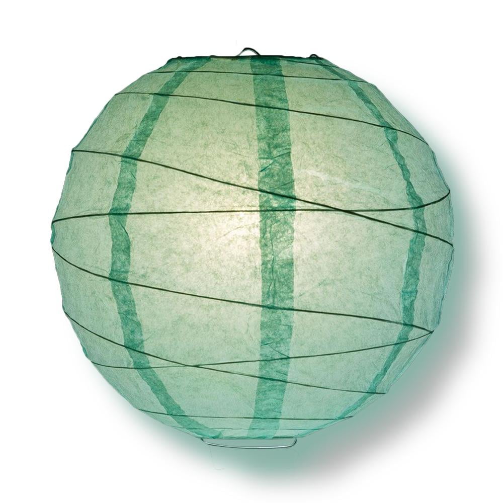 Quasimoon 6' Cool Mint Green Round Paper Lantern, Crisscross Ribbing, Hanging Decoration by PaperLanternStore