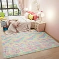 thumbnail image 2 of Fluffy Rainbow Bedroom Rugs Shaggy Geometric Design Area Rug Mat for Girls Kids Room Floor Carpet, 2 of 7