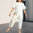 thumbnail image 2 of Ruyang Girls Jumpsuits Floral Print Wide Leg Loose Fit Adjustable Straps Rompers Summer Outdoor Lightweight Straight Overalls, 2 of 4