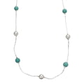 thumbnail image 2 of Sterling Silver Chain Station Necklace, Made with Swarovski Crystals, Simulated Turquoise Stone, 18", 2 of 4