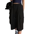 thumbnail image 4 of YUEVORA Shorts for Women, Bermuda Wide Leg Drawstring Waist Casual Shorts, Loose Fit Knee Length Breathable Summer Slimming Workout Everyday Athletic Bottoms, 4 of 5