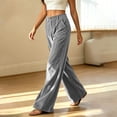 thumbnail image 5 of Bzdzmqm Women's Corduroy Wide Leg High Waisted Pants with Pockets Loose Casual Long Trousers Streetwear Office Basic Lounge Bottoms, Gray XL, 5 of 8