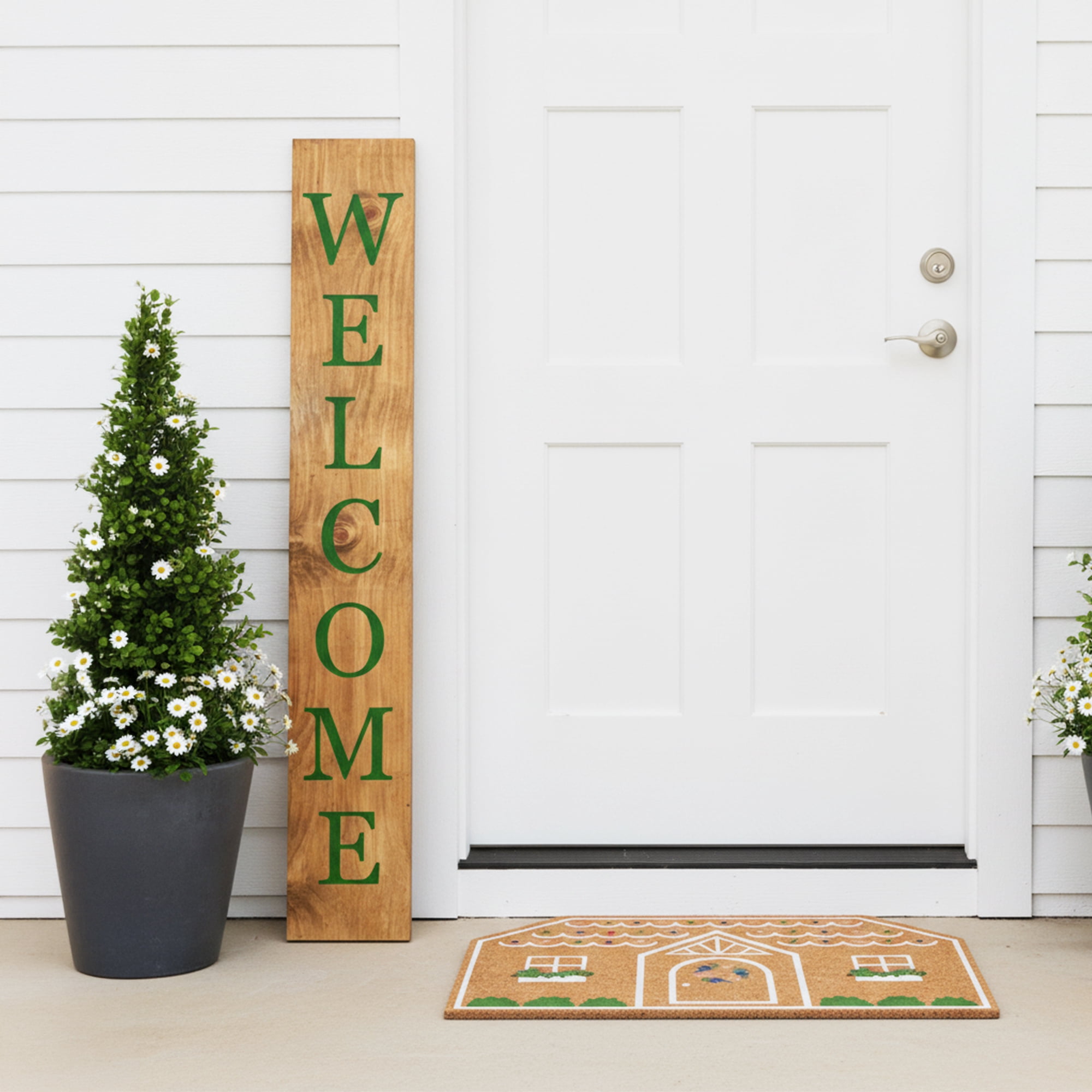Calloway Mills 119365907 Green Welcome Porch Leaner, 59" x 07"