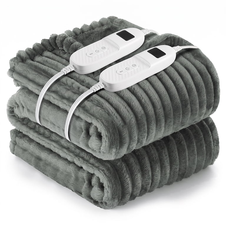 COWIN King Heated Blanket, Striped Flannel photo 1