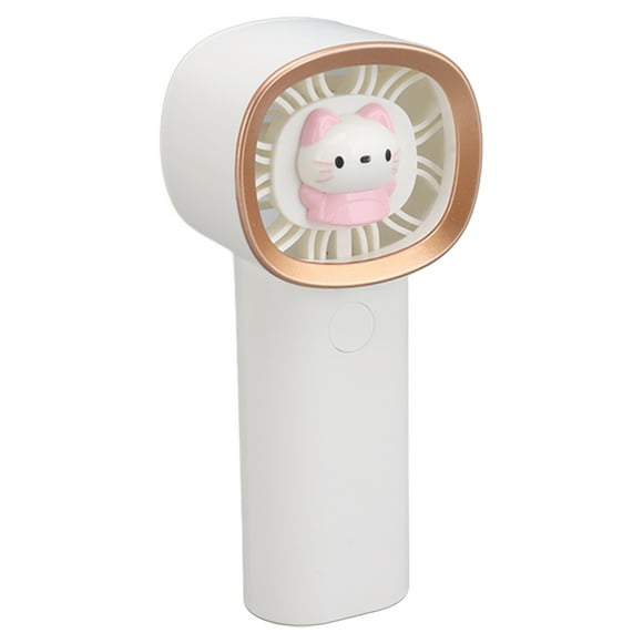 Portable Fan, Rechargeable 2400mAh Build in Battery Handheld Fan 3 Speed Adjustable Turbine Design ABS for Office White