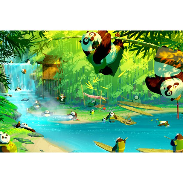 Cuadros Decorativos Rompecabezas de Kung Fu Pandas de 1000 piezas juegos para el hogar juguetes educativos Wdftyju embutido en tela
