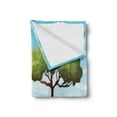 thumbnail image 2 of Explore Soft Flannel Fleece Blanket, Girl and Boy on a Zeppelin Flying on Cartoon Style Forest Fantasy Explorer Children, Cozy Plush for Indoor and Outdoor Use, 70" x 90", Multicolor, by Ambesonne, 2 of 5