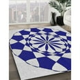thumbnail image 3 of Ahgly Company Machine Washable Indoor Square Transitional Cobalt Blue Area Rugs, 6' Square, 3 of 7