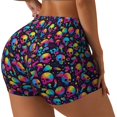thumbnail image 2 of Fotbe Skull rainbow color mushroom Seamless Shorts, Womens Workout Shorts High Waist Stretch Booty Short for Gym/Yoga/Running/Biking-Small, 2 of 9