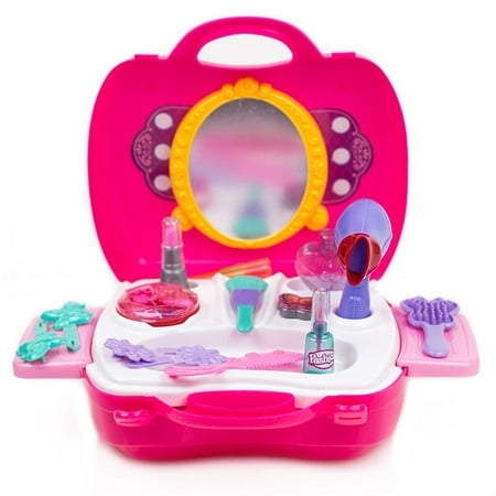 Toysery Pretend Play Cosmetic and Makeup Toy Set Kit for Little Girls & Kids Include 21 Pieces Beauty Salon Toys