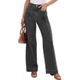 thumbnail image 3 of Women High Waisted Wide Leg Pleated Jeans Loose Elastic Denim Pants with Pockets, 3 of 6