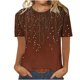 thumbnail image 1 of Blusas para las Mujeres Casual Impreso Cuello Redondo Manga Corta Camiseta Top, Tops Cortos para las Mujeres Primavera Verano, 1 of 8