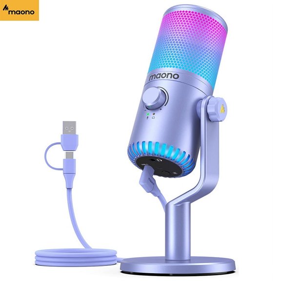 Maono dm30 RGB USB microphone RGB gaming microphone computer mic USB gaming mic with mic gain and RGB lighting for PC phone