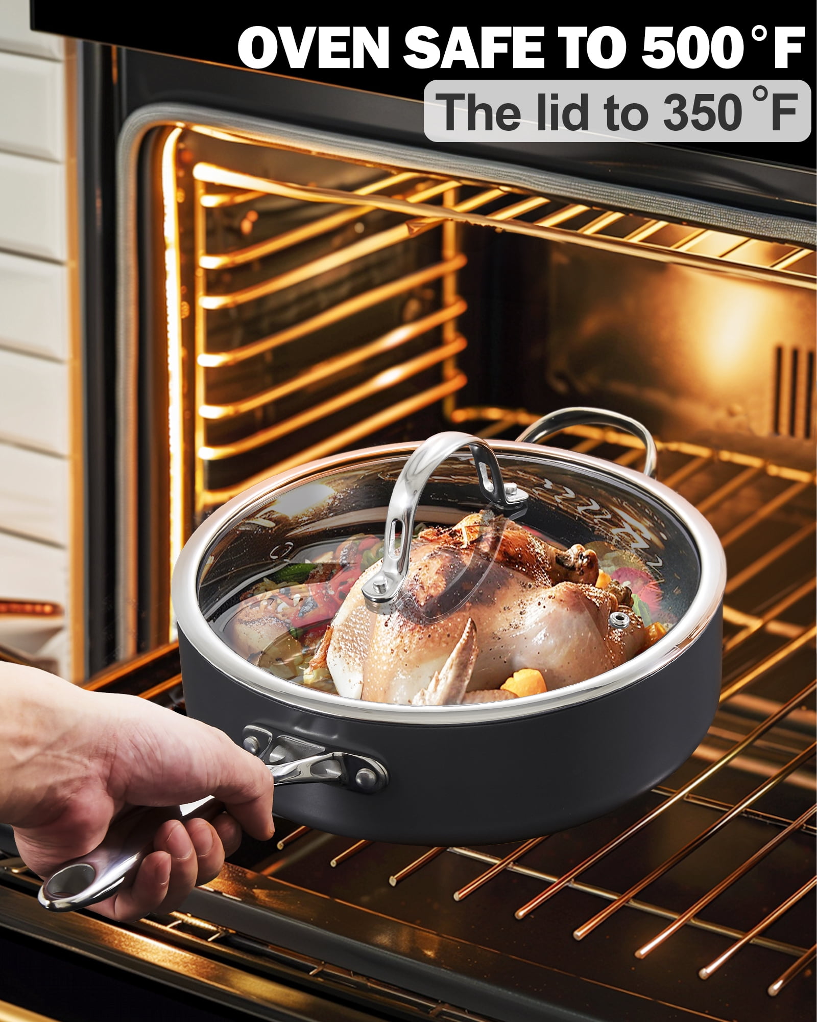 Cooks Standard Classic 4 Quart Hard Anodized Deep Sauté Pan with Lid, 10.5 Inch Ceramic Nonstick Deep Frying Pan, Large Skillet Jumbo Cooker Sartén, Dishwasher & Oven Safe, Induction Cookware