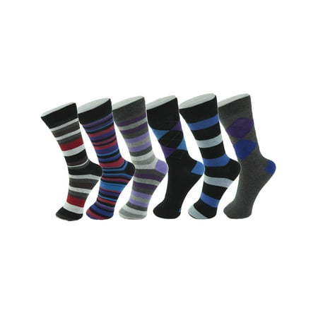 Alpine Swiss 6 Pack Mens Cotton Dress Socks Mid Calf Argyle Pattern Solids (Best Fun Dress Socks)