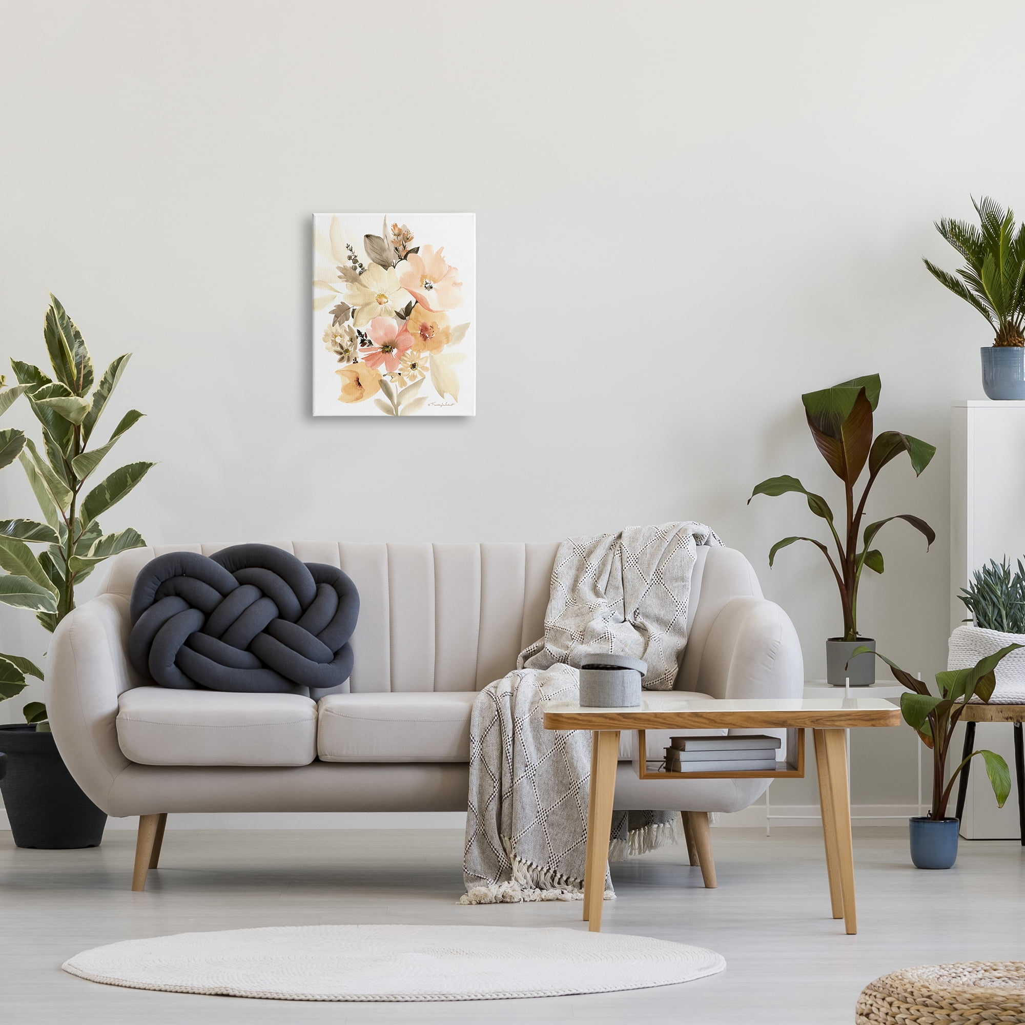 Stupell Industries Mixed Muted Bouquet Botanical & Floral Painting Gallery Wrapped Canvas Art Print Wall Art, 16 x 20