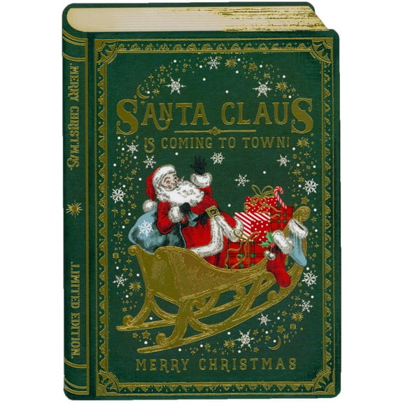 The Art File Santa Claus is Coming to Town Die Cut Box of 8 'Book Story' Christmas Cards