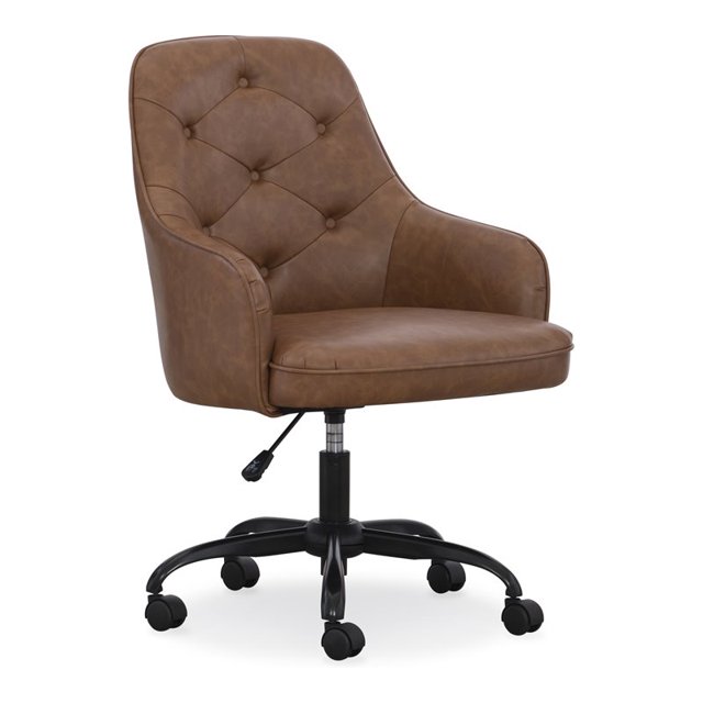 HFO Chaise de Travail en Similicuir de Transition en Touffeté Marron Cognac