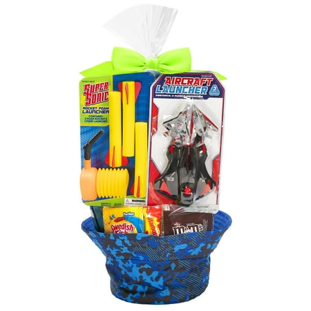 Easter Basket Gift Set Blue Camo Hat With Toys And Candies
