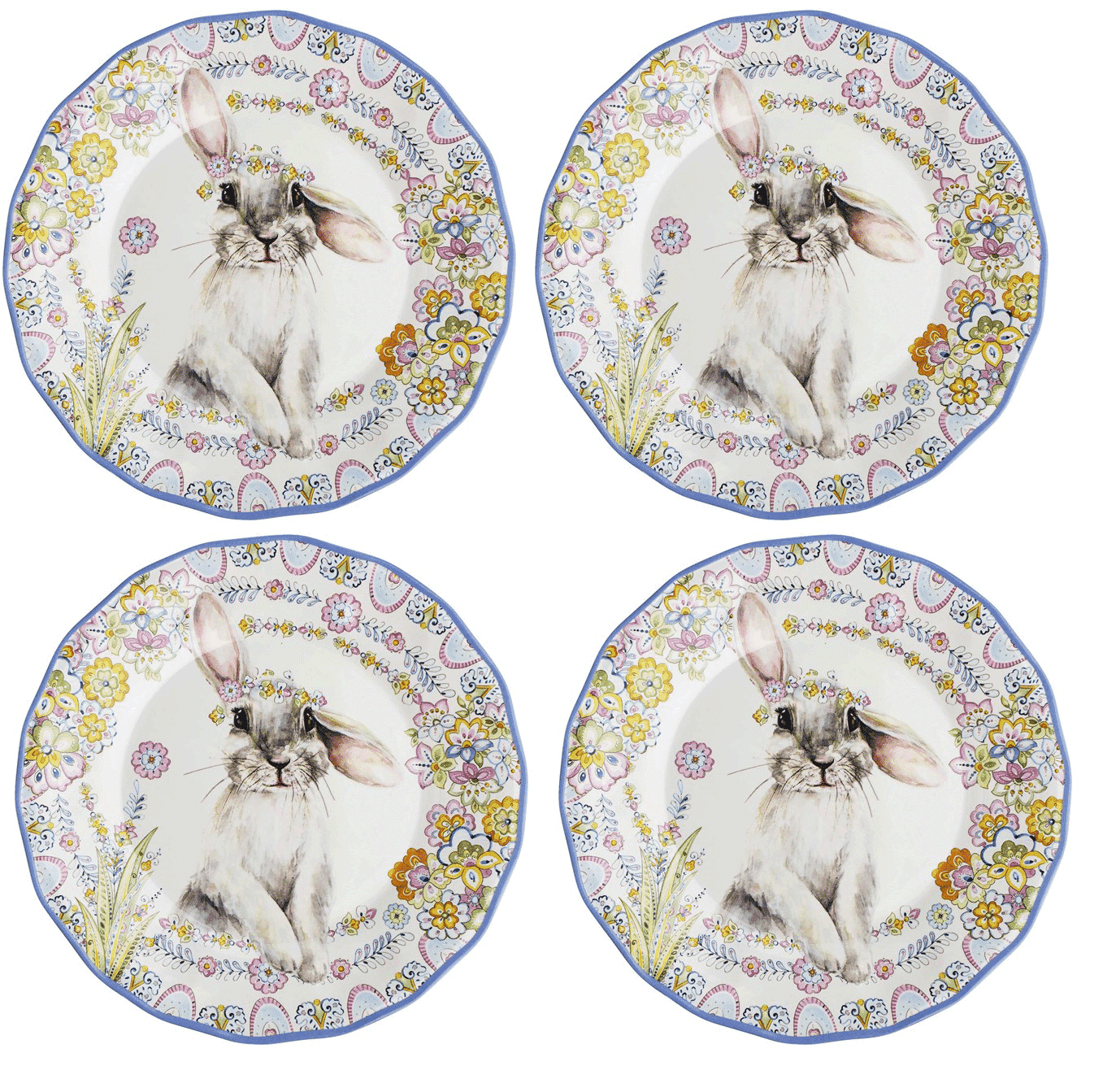 Celebrate Easter Together Floral Easter Bunny Heavyweight Scalloped