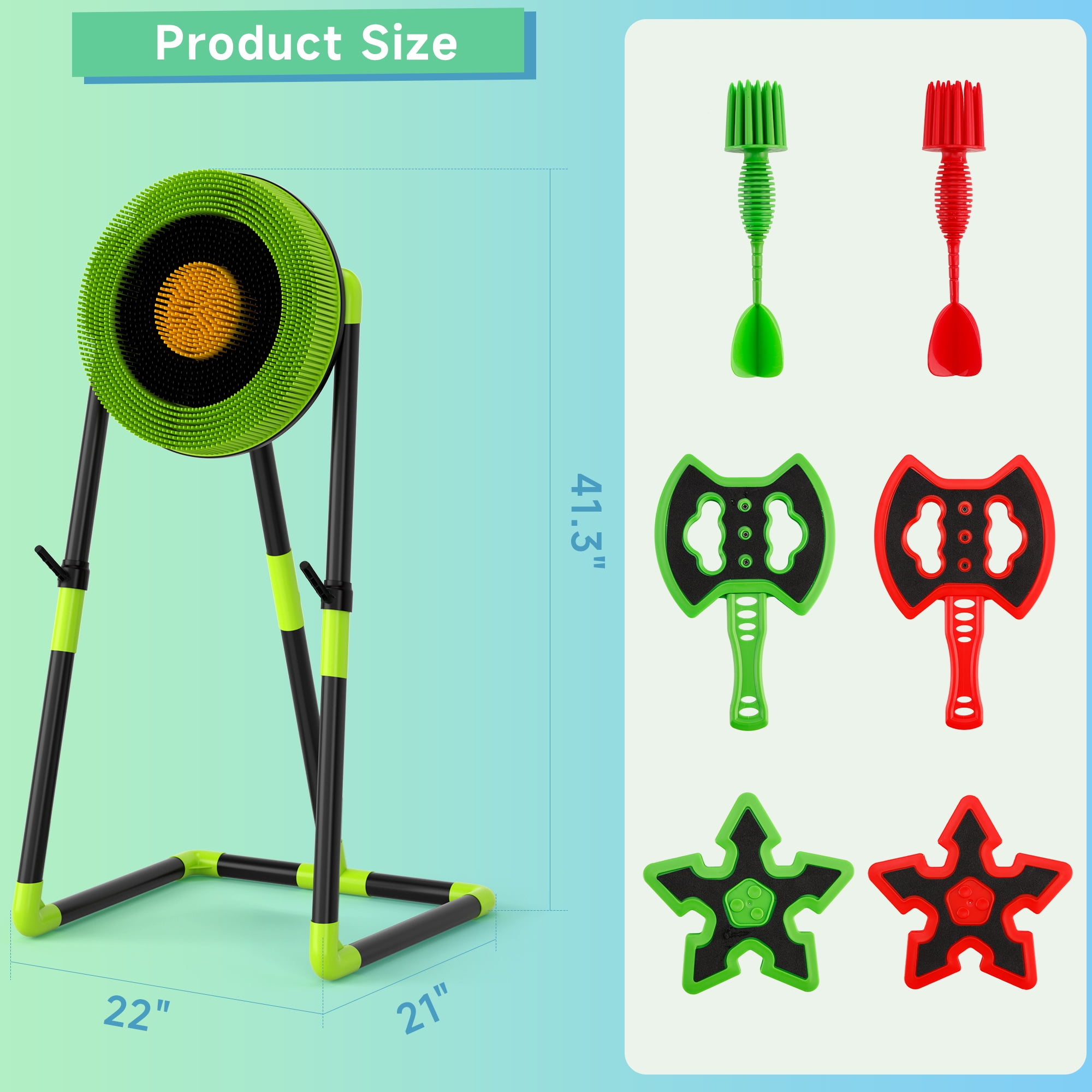 3 in 1 Throwing Game Toy Set - Dart & Axe Throwing Game with Bristle Target Dartboard - Lightweight Stand - Indoor & Outdoor Game for Kids Boy Girl