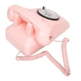 thumbnail image 4 of Teléfono rotatorio retro con cable, estilo antiguo, vintage, con timbre mecánico y función de altavoz, color rosa, 4 of 14