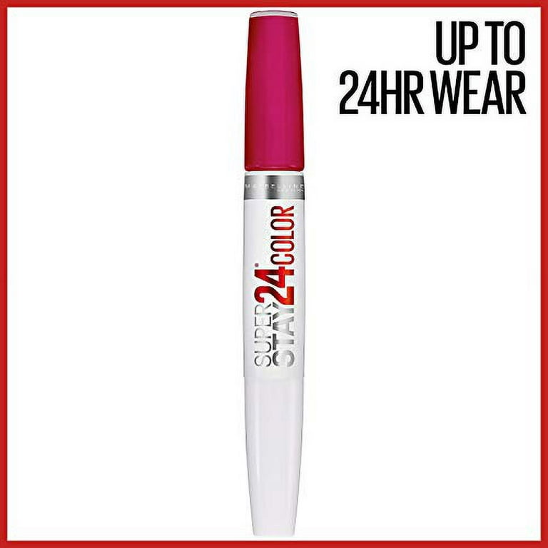 Maybelline Super Stay 24, 2-Step oz Long Balm, Pigmented Moisturizing Color Magenta, 1 Neon Lipstick, Highly Lasting Pink, Crisp Liquid with