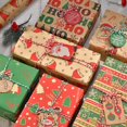 thumbnail image 3 of Wrapping Paper, Vintage Kraft Paper, Wrapping Paper, Snowman Bells, Christmas Tree Gift Paper, 3 of 5