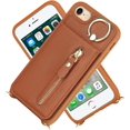 thumbnail image 3 of iPhone 7 8 SE (2020) Case with Card Holder for Women, iPhone 7 Phone Case Wallet with Strap Credit Card Slots Crossbody with Kickstand Zipper Shockproof Case for iPhoneSE (2020) - Brown, 3 of 16