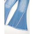 thumbnail image 5 of JanJean Kid Girls Youth Junior Denim Jeans Bell Bottom Flare Pants High Waist Wide Leg Ruffled Light Blue 4, 5 of 5
