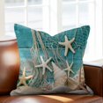 thumbnail image 2 of Ocean Marine Throw Pillow Cover Vintage Shell Starfish Blue Wood Grain Cotton Linen Cushion Cover Throw Pillow Case with Invisible Zipper for Couch Sofa Bed Chair Car 26x26 Inch, 2 of 9