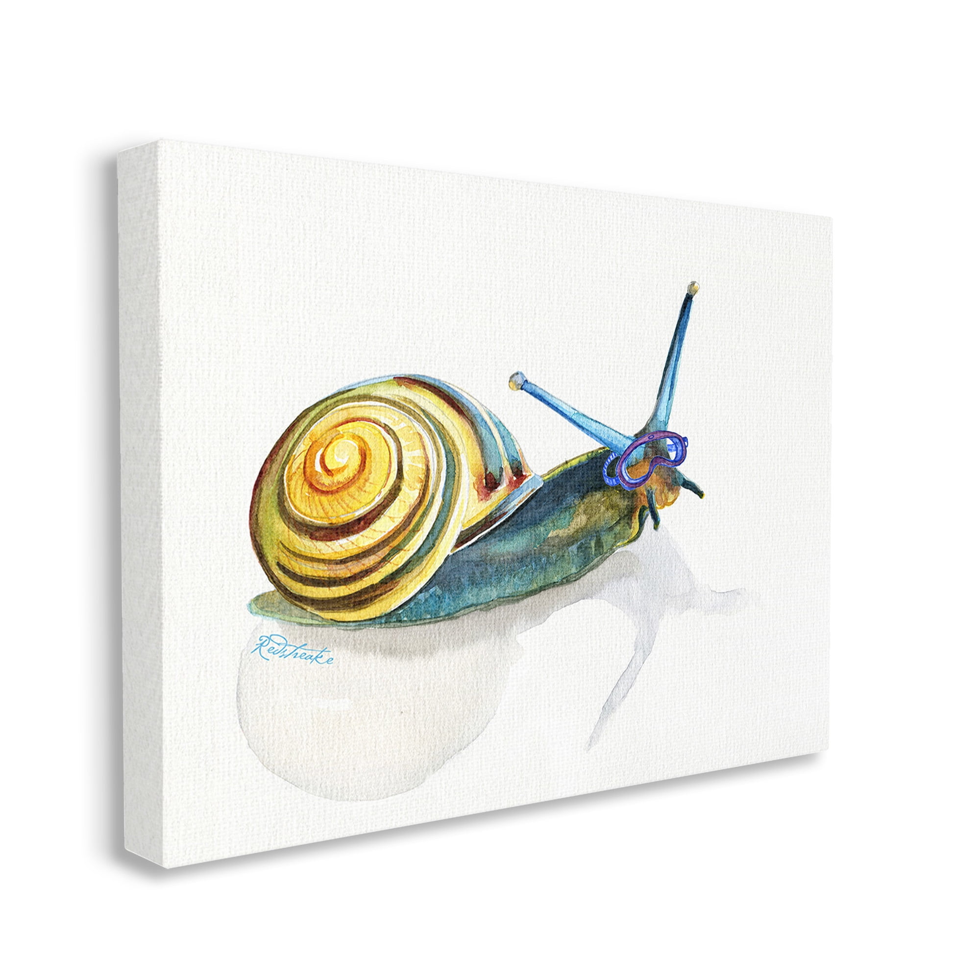 Stupell Industries Snail Wearing Snorkel Mask Animals & Insects Painting Gallery Wrapped Canvas Art Print Wall Art, 30 x 24
